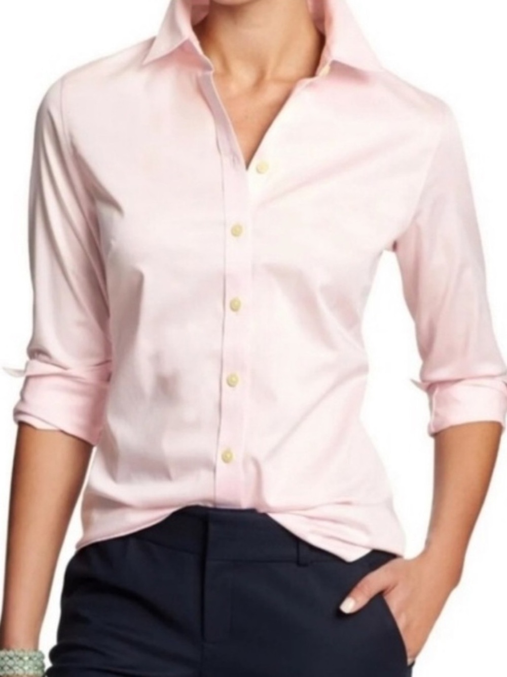Banana Republic Preppy Light Pink Tailored Button Down Shirt Size 4